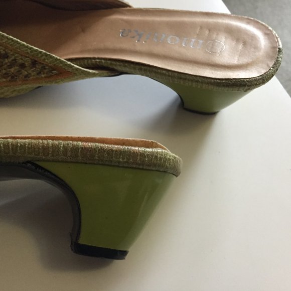 Beaded backless slings with kitten heel - Picture 6 of 7